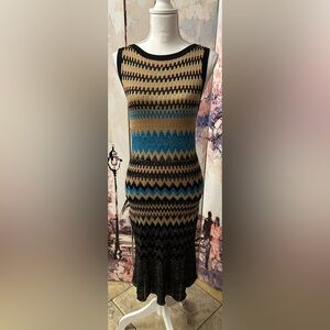 Cache - Chevron Missoni-Inspired Pattern Sleeveless Dress. Size S